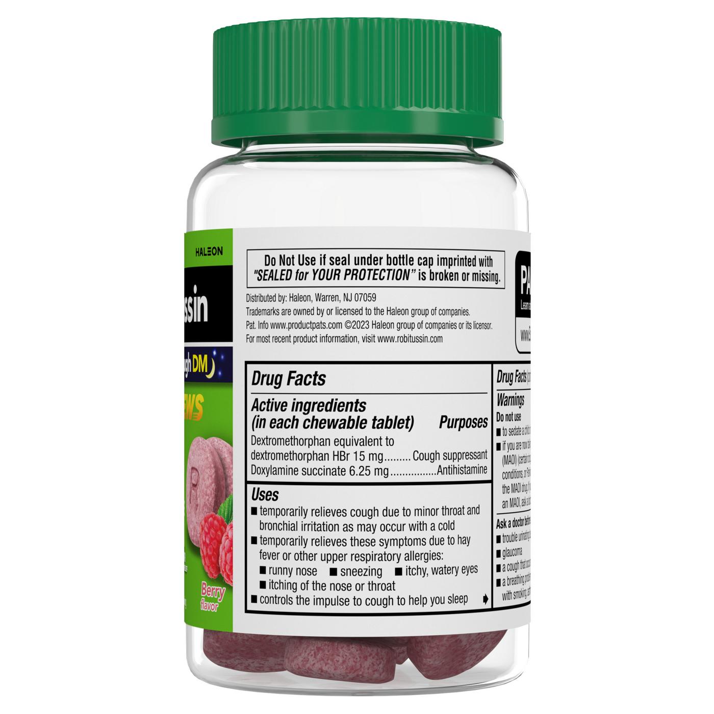 Robitussin Adult Nighttime Cough DM Chewable Tablets - Berry; image 2 of 3