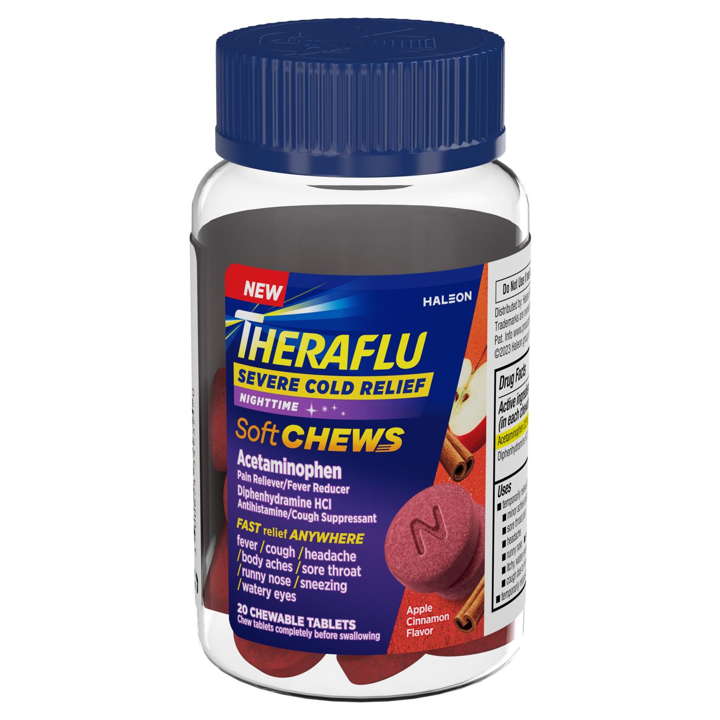 Theraflu Severe Cold Relief Nighttime Chewable Tablets - Apple Cinnamon; image 1 of 4