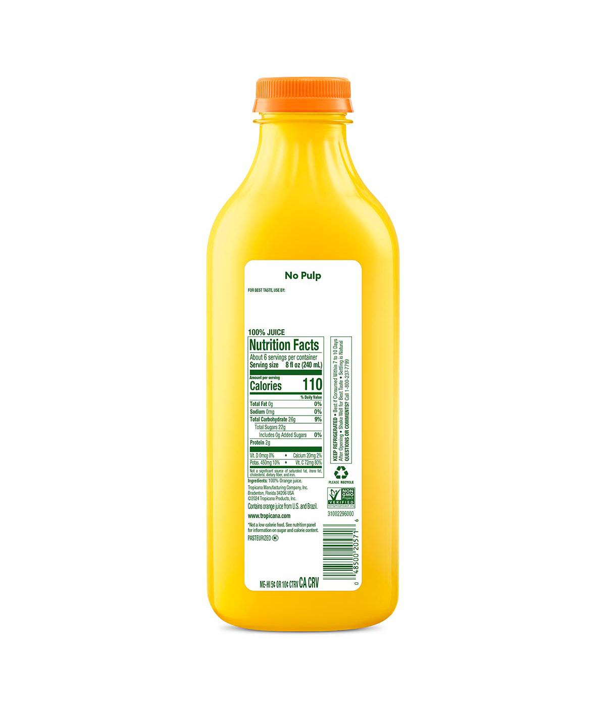 Tropicana Pure Premium No Pulp 100%  Orange Juice; image 2 of 2