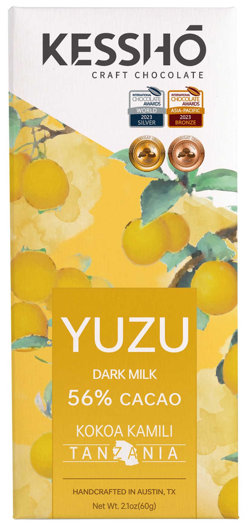 Kessho Yuzu Dark Milk Chocolate Bar, 2.1 oz | Central Market