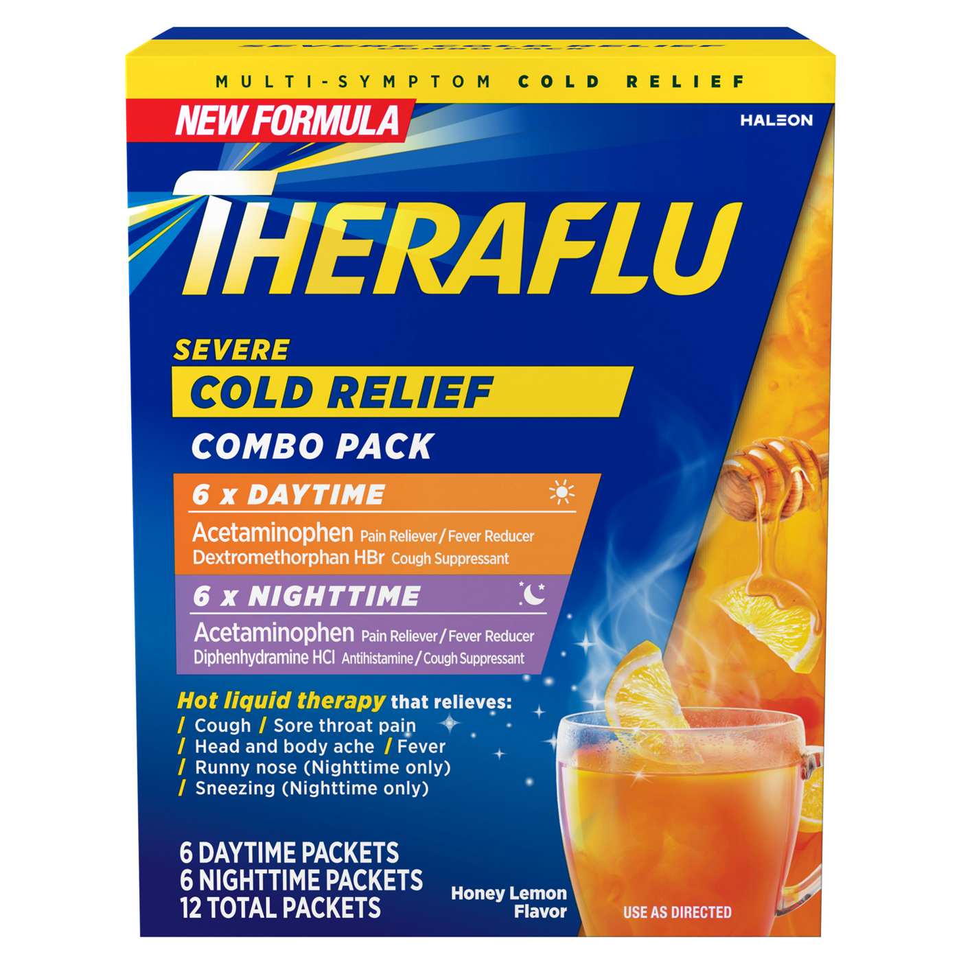 Theraflu Day & Nighttime Severe Cold Relief Packets - Honey Lemon; image 1 of 2