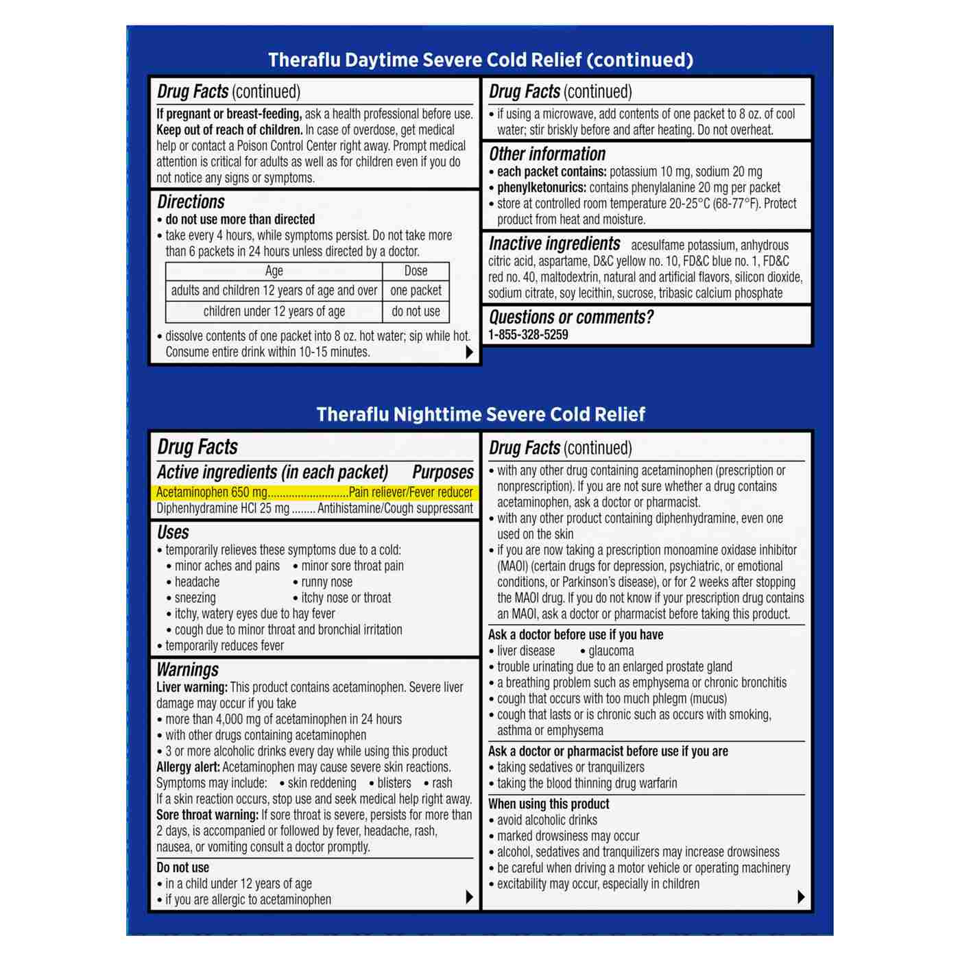 Theraflu Day & Nighttime Severe Cold Relief Packets - Honey Lemon; image 2 of 2