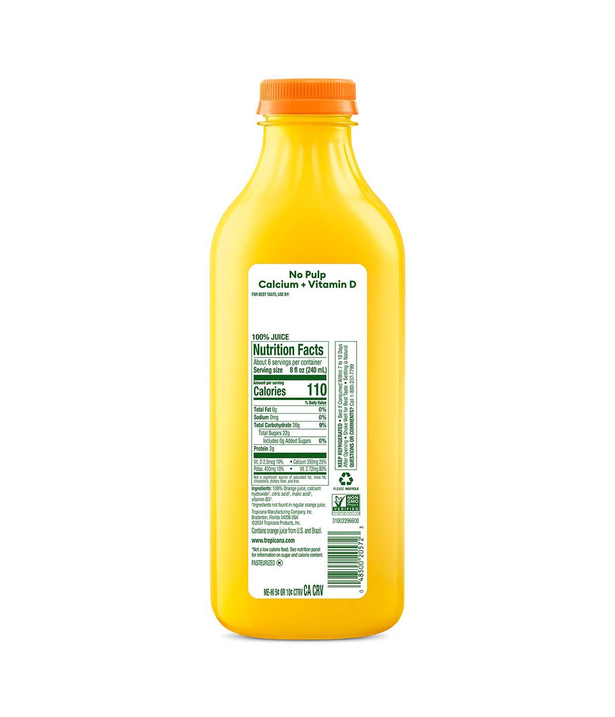 Tropicana Pure Premium No Pulp Calcium & Vitamin D Orange Juice; image 2 of 2