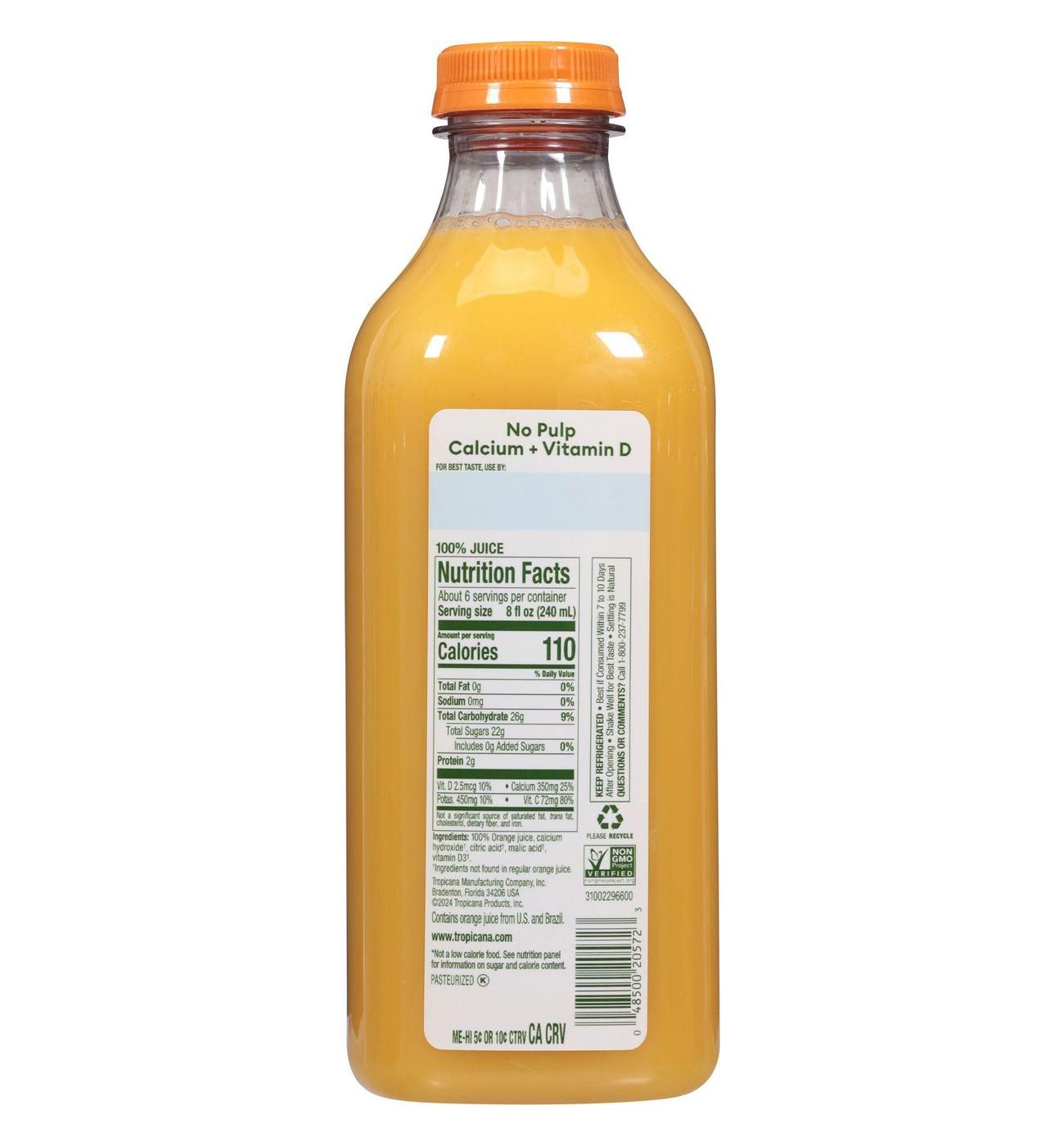 Tropicana No Pulp Calcium & Vitamin D Pure Premium Orange Juice; image 4 of 4