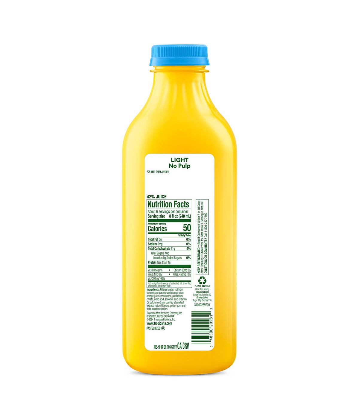 Tropicana Light No Pulp Orange Juice ; image 2 of 2