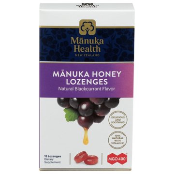Manuka Health Manuka Honey Lozenges Natural Blackcurrant, 15 ct