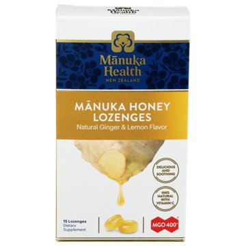 Manuka Health Manuka Honey Lozenges Ginger & Lemon, 15 ct