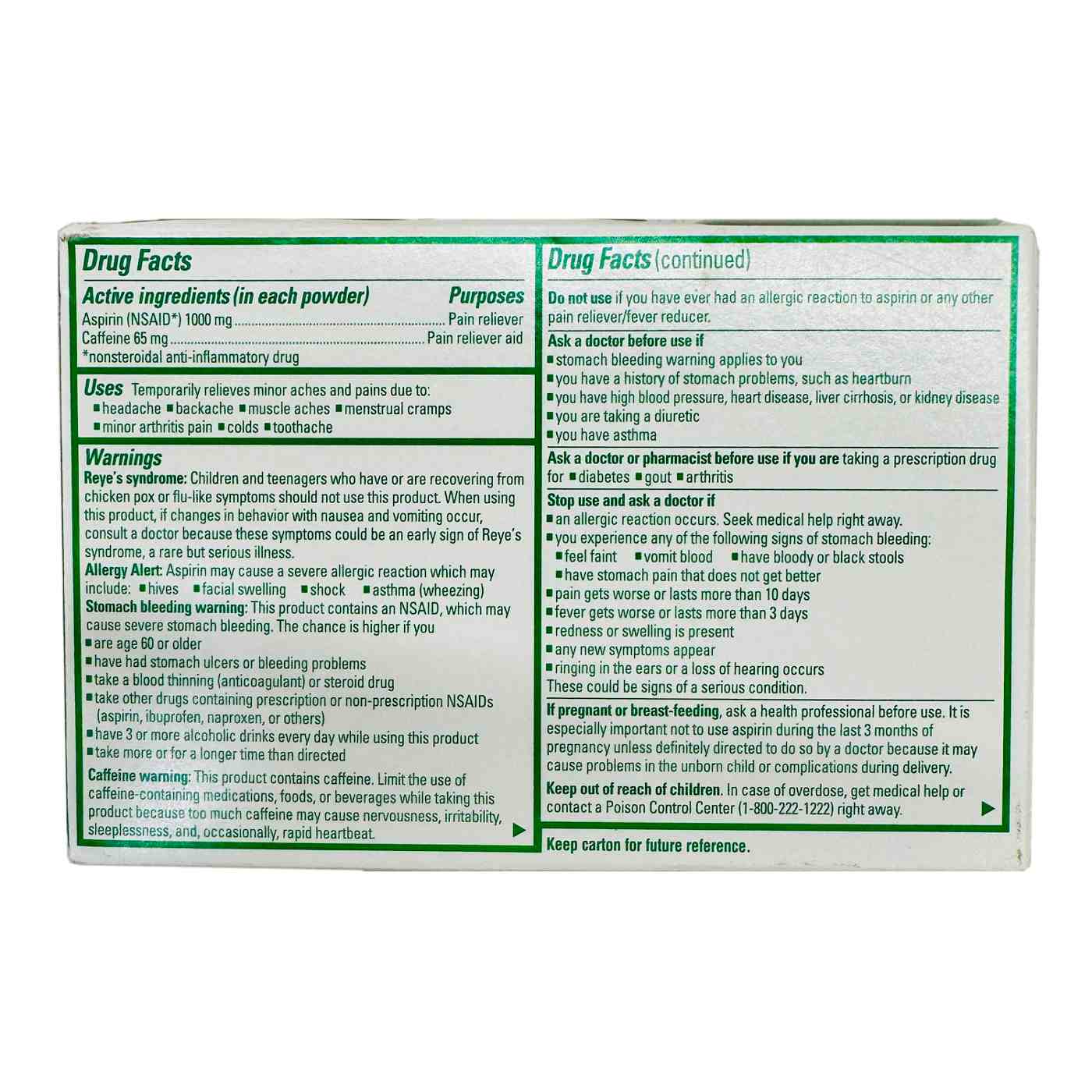 BC Arthritis Pain Relief Powder Packets; image 2 of 2