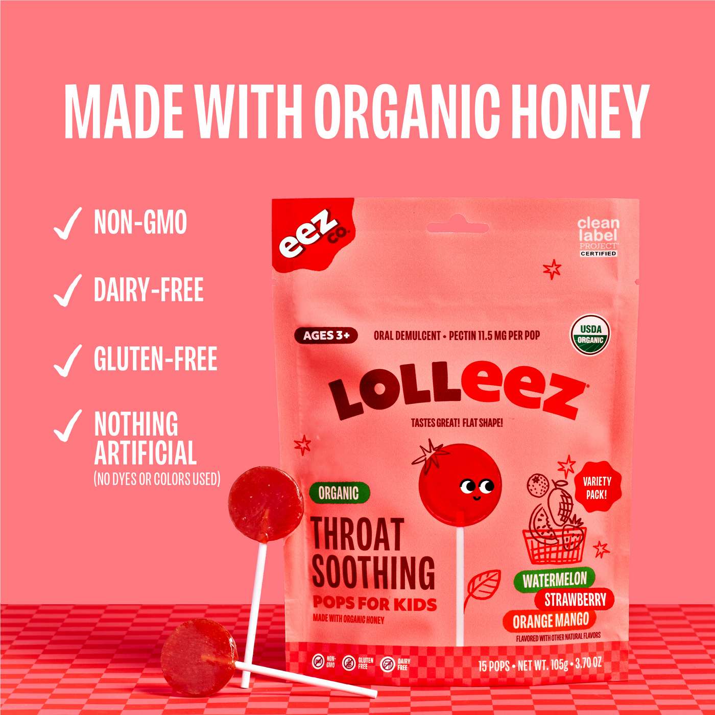 Lolleez Kids Organic Sore Throat Pops - Variety Pack; image 2 of 9