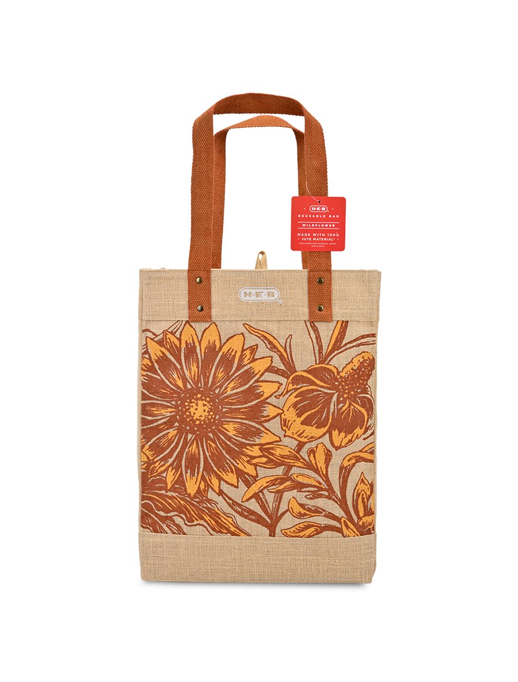 H-E-B Wildflower Jute Reusable Shopping Bag; image 3 of 3