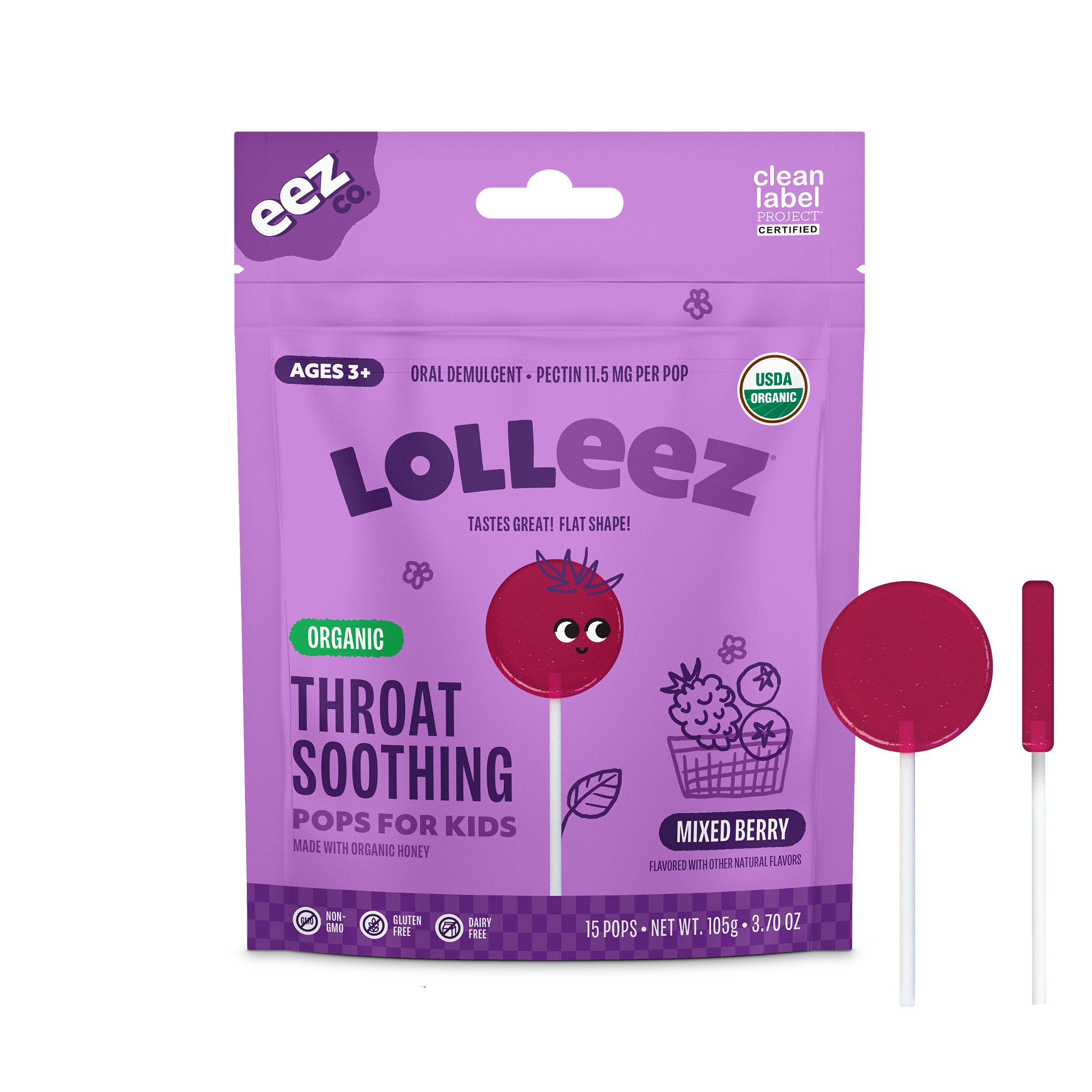 Lolleez Kids Organic Sore Throat Pops - Mixed Berry - Shop Cough, Cold ...