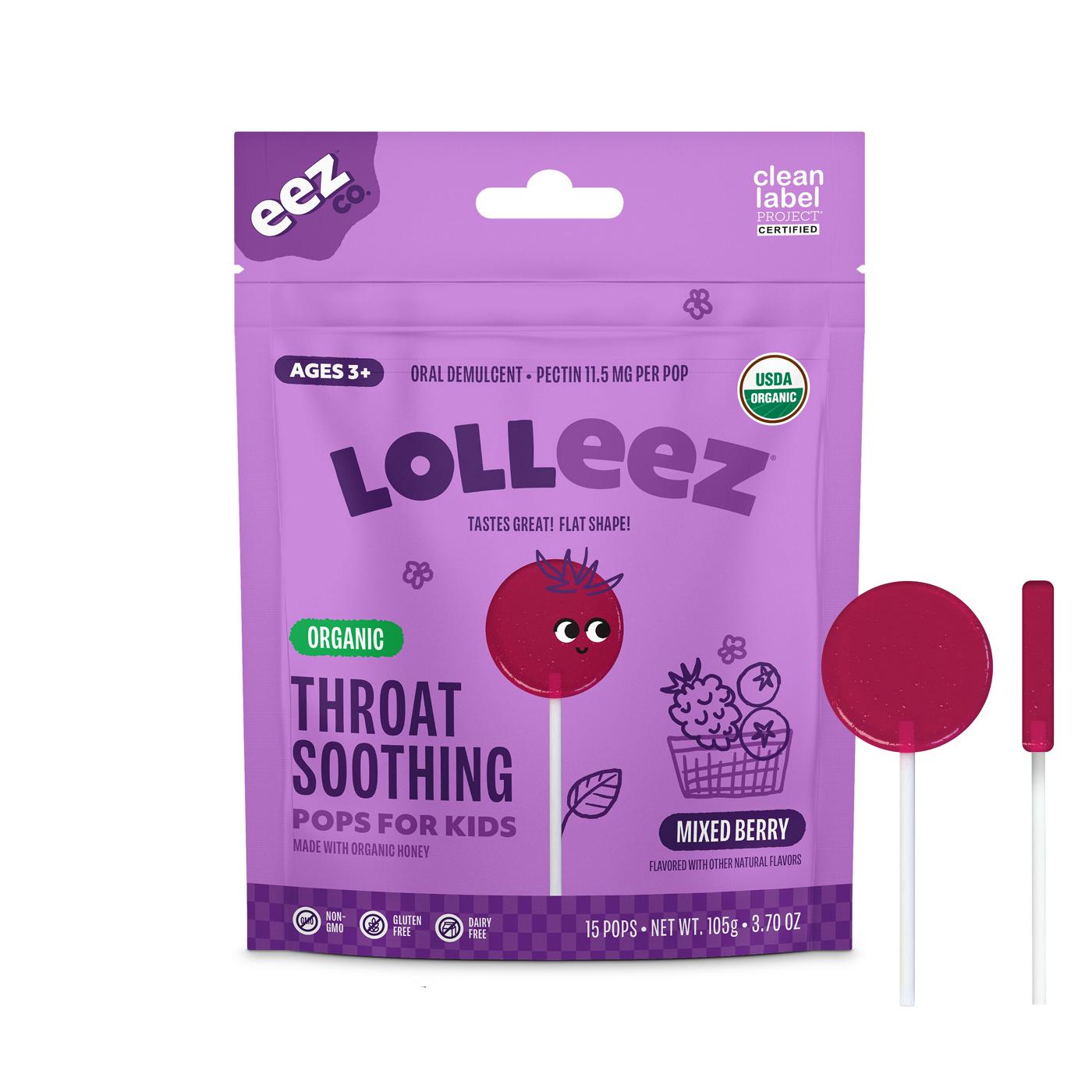 Lolleez Kids Organic Sore Throat Pops - Mixed Berry; image 1 of 9