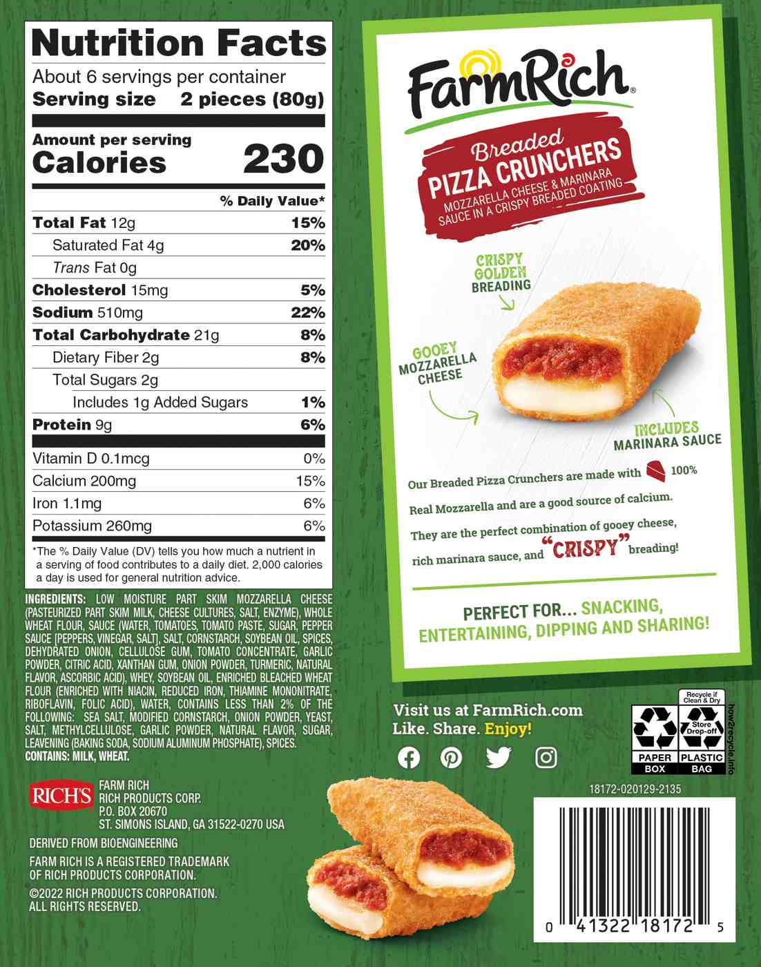 Farm Rich Breaded Pizza Crunchers; image 2 of 2