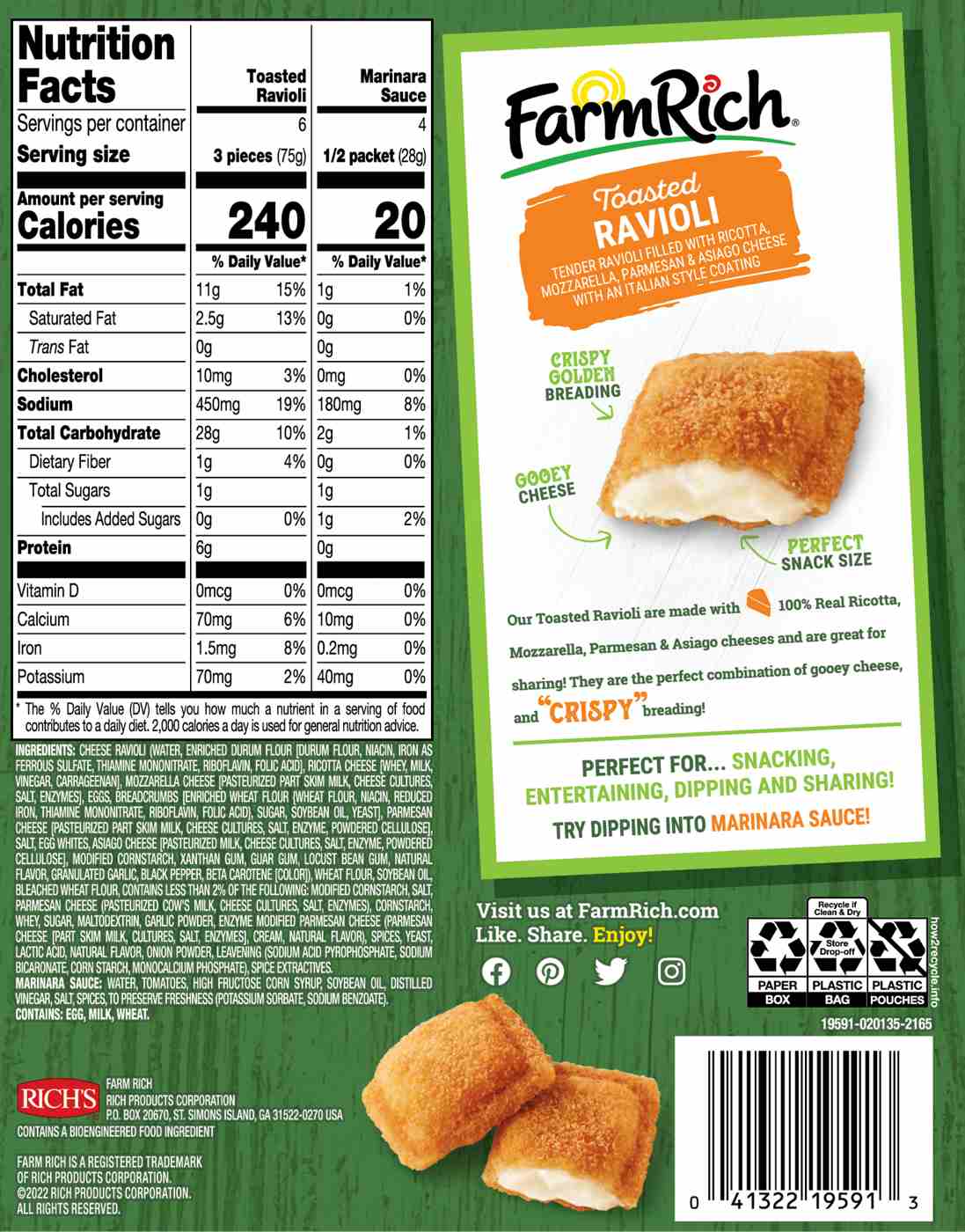 Farm Rich Toasted Ravioli; image 2 of 2