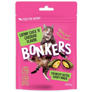 Bonkers Catnip, Chick 'N' Cheddar Flavor Cat Treats, 3 oz