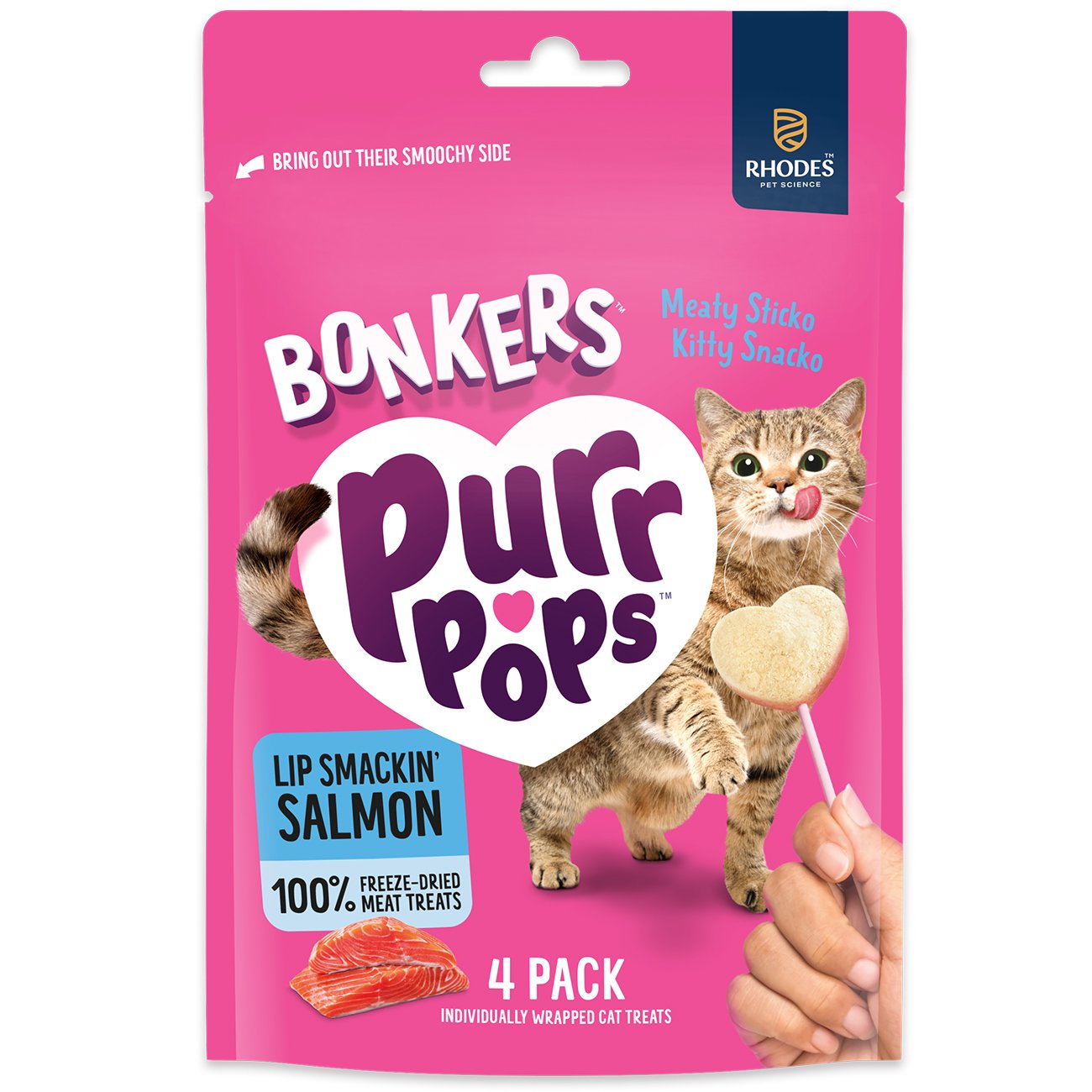 Bonkers Purrpops Lip Smackin' Salmon Flavor Cat Treats - Shop Treats At ...