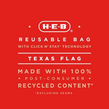 H-E-B Texas Flag Reusable Shopping Bag, Extra Large