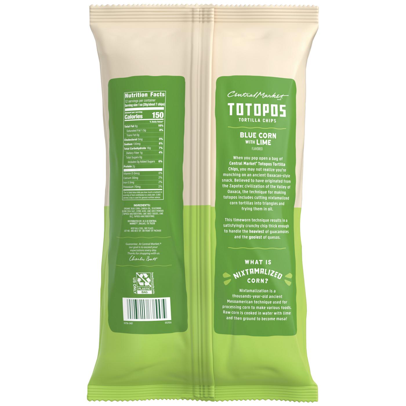 Central Market Totopos Tortilla Chips - Blue Corn & Lime; image 2 of 2