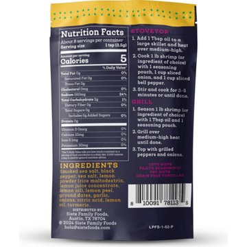 Siete Lemon Pepper Fajita Seasoning, 1 oz