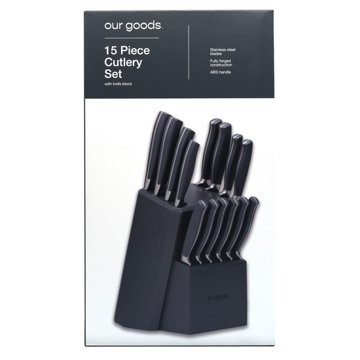 our goods Cutlery Set with Knife Block, 15 pc