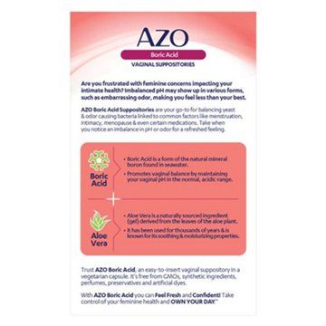 Azo Boric Acid Vaginal Suppositories, 30 ct