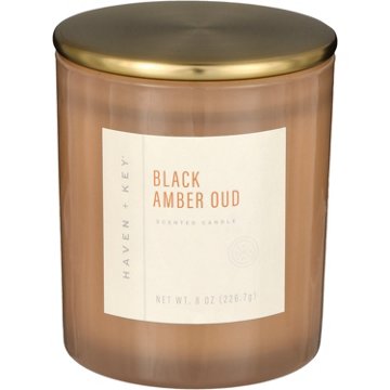 Haven + Key Black Amber Oud Scented Candle, 8 oz