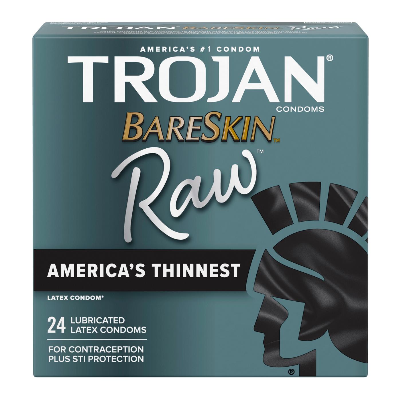 Trojan BareSkin Raw Lubricated Latex Condoms; image 1 of 3