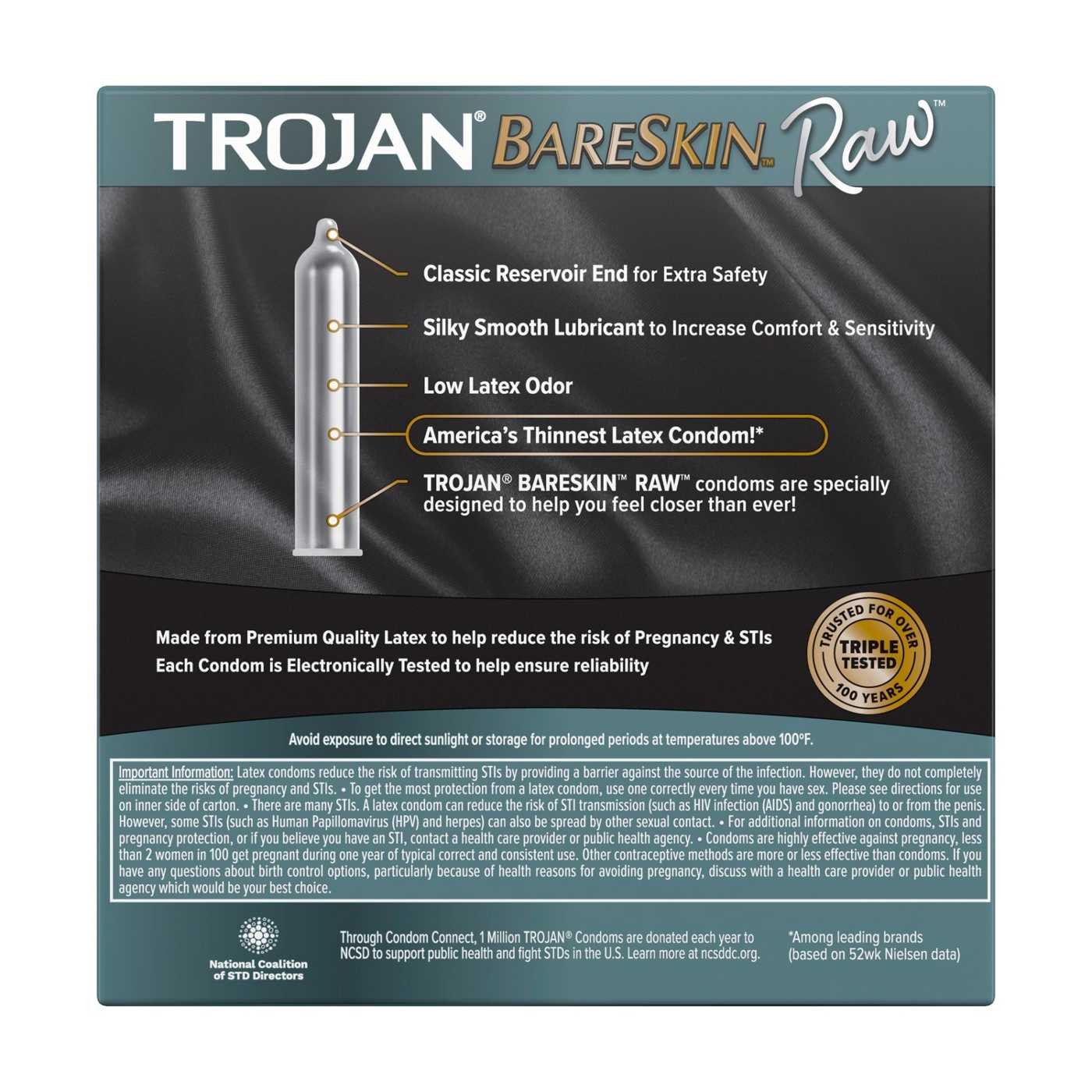 Trojan BareSkin Raw Lubricated Latex Condoms; image 3 of 3