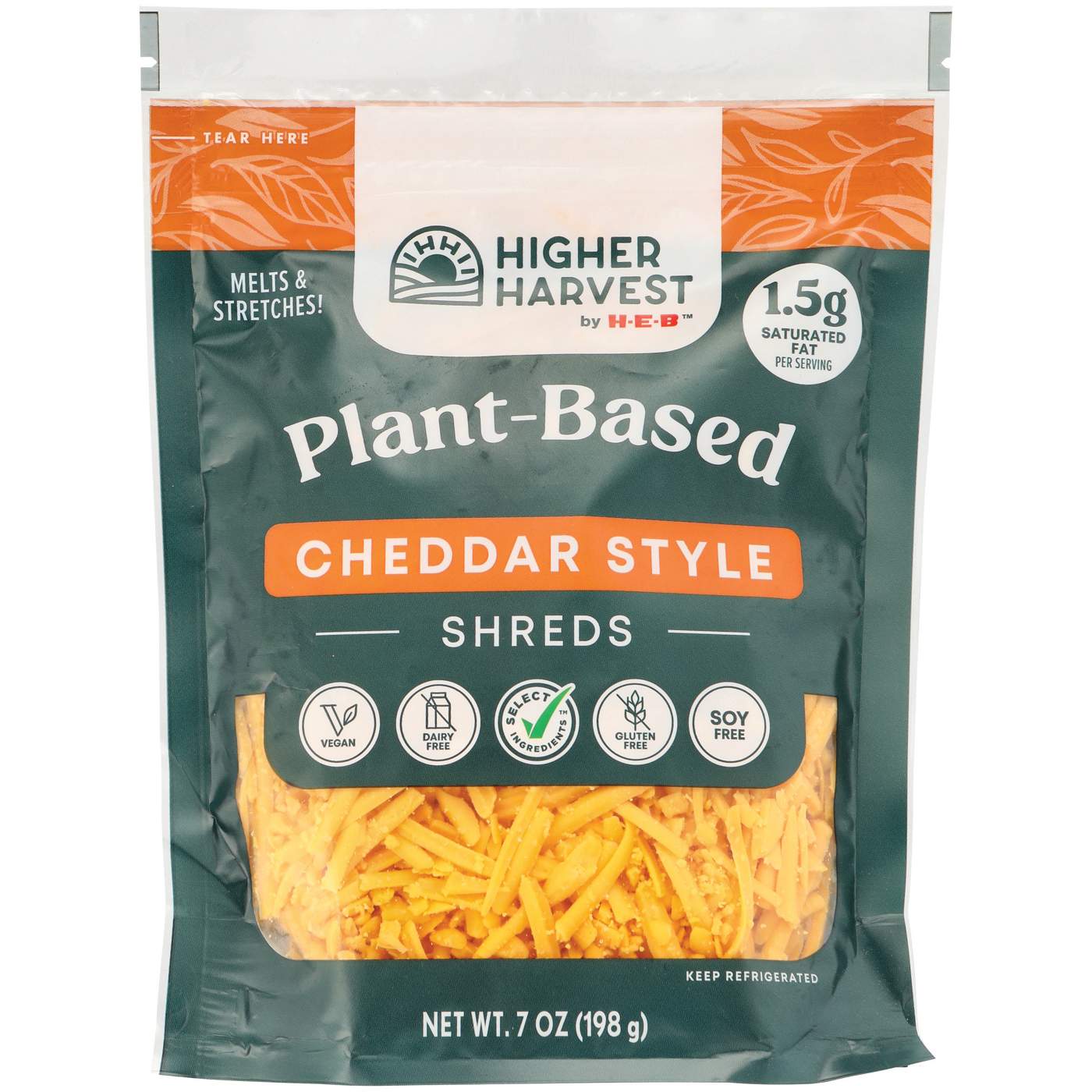 Higher Harvest by H-E-B Plant Based Shredded Cheddar Cheese; image 1 of 2