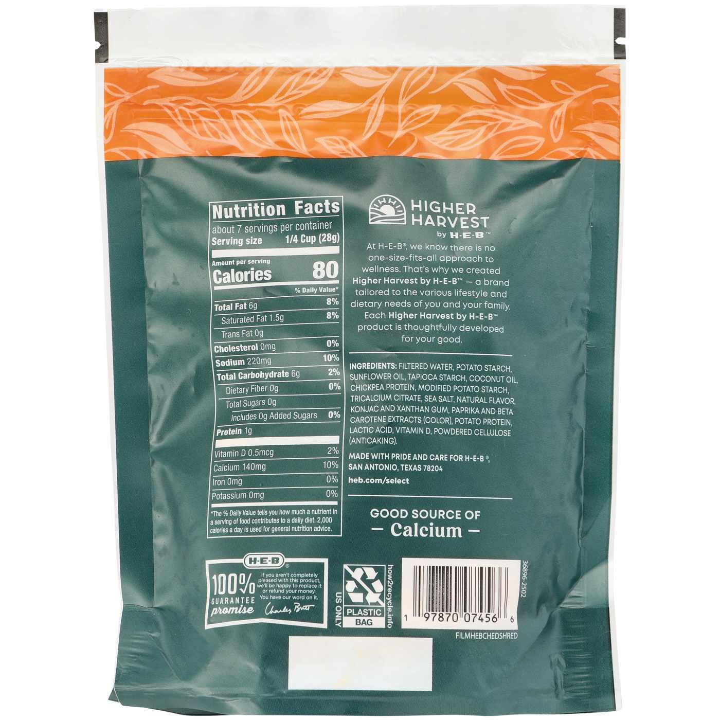 Higher Harvest by H-E-B Plant Based Shredded Cheddar Cheese; image 2 of 2