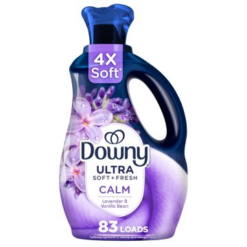 Downy Ultra Soft Plus Fresh Fabric Softener Liquid, 83 Loads, Calm Lavender & Vanilla Bean Scent, 56 oz