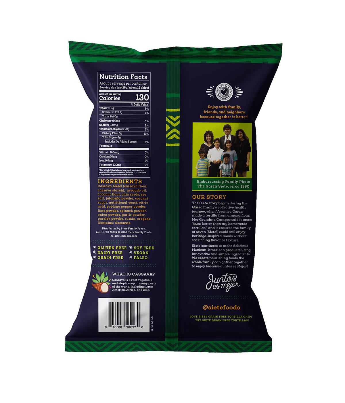 Siete Grain-Free Jalapeno Lime Tortilla Chips ; image 2 of 2