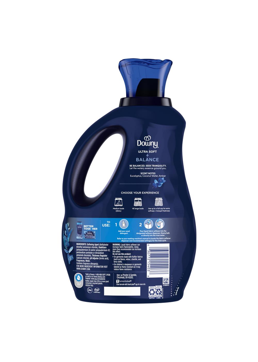 Downy Ultra Soft Plus Fresh Fabric Softener Liquid, 56 Loads, Balance Crisp Rain & Blue Eucalyptus Scent; image 2 of 10
