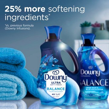 Downy Ultra Soft Plus Fresh Fabric Softener Liquid, 56 Loads, Balance Crisp Rain & Blue Eucalyptus Scent, 56 oz