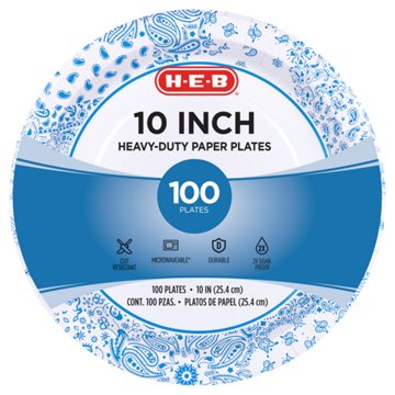 H-E-B Heavy Duty 10 in Dinner Paper Plates, 100 ct