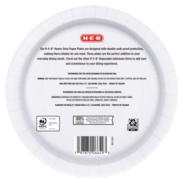 H-E-B Heavy Duty 10 in Dinner Paper Plates, 100 ct