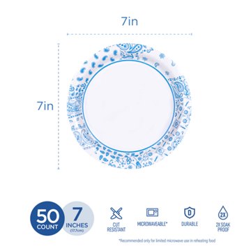 H-E-B Heavy Duty 7 in Dessert Paper Plates, 50 ct