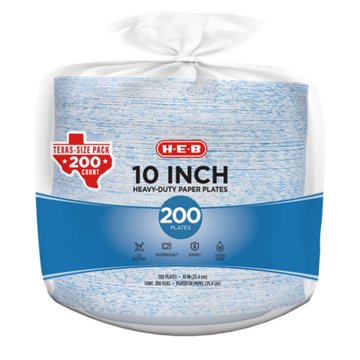 H-E-B Heavy Duty 10 in Dinner Paper Plates - Texas-Size Pack, 200 ct
