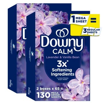 Downy Infusions Mega Dryer Sheets, Calm Lavender & Vanilla Scent, 130 ct