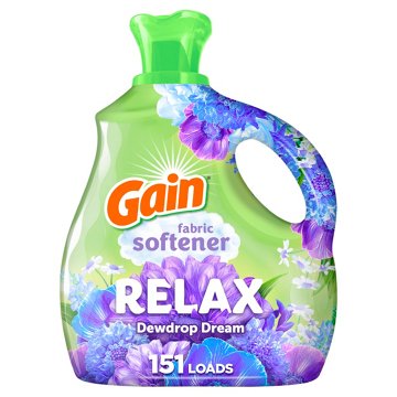 Gain Liquid Fabric Softener, 151 Loads, Relax Dewdrop Dream Scent, 101 oz