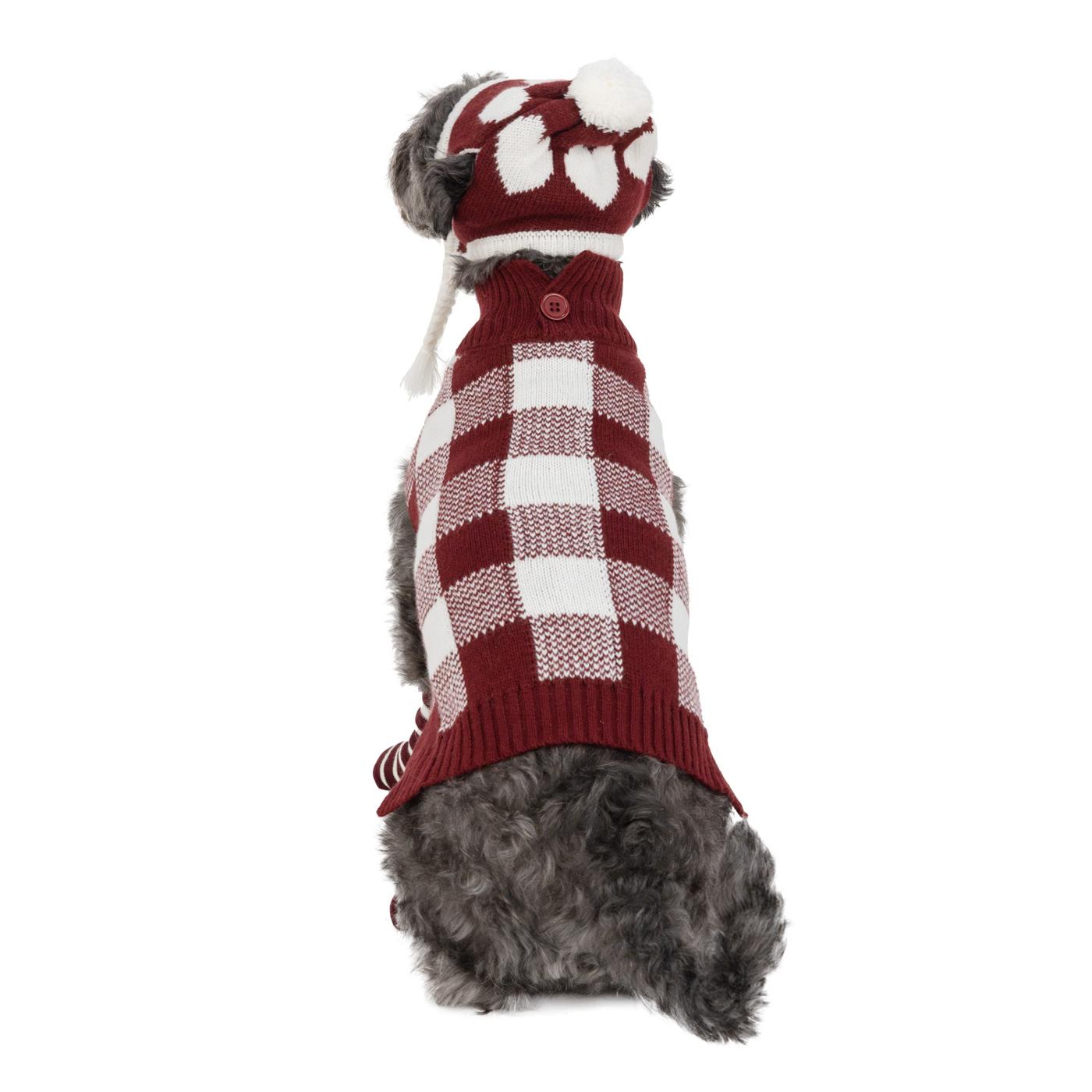 Simply Dog Buffalo Check Plaid Sweater Small; image 1 of 3