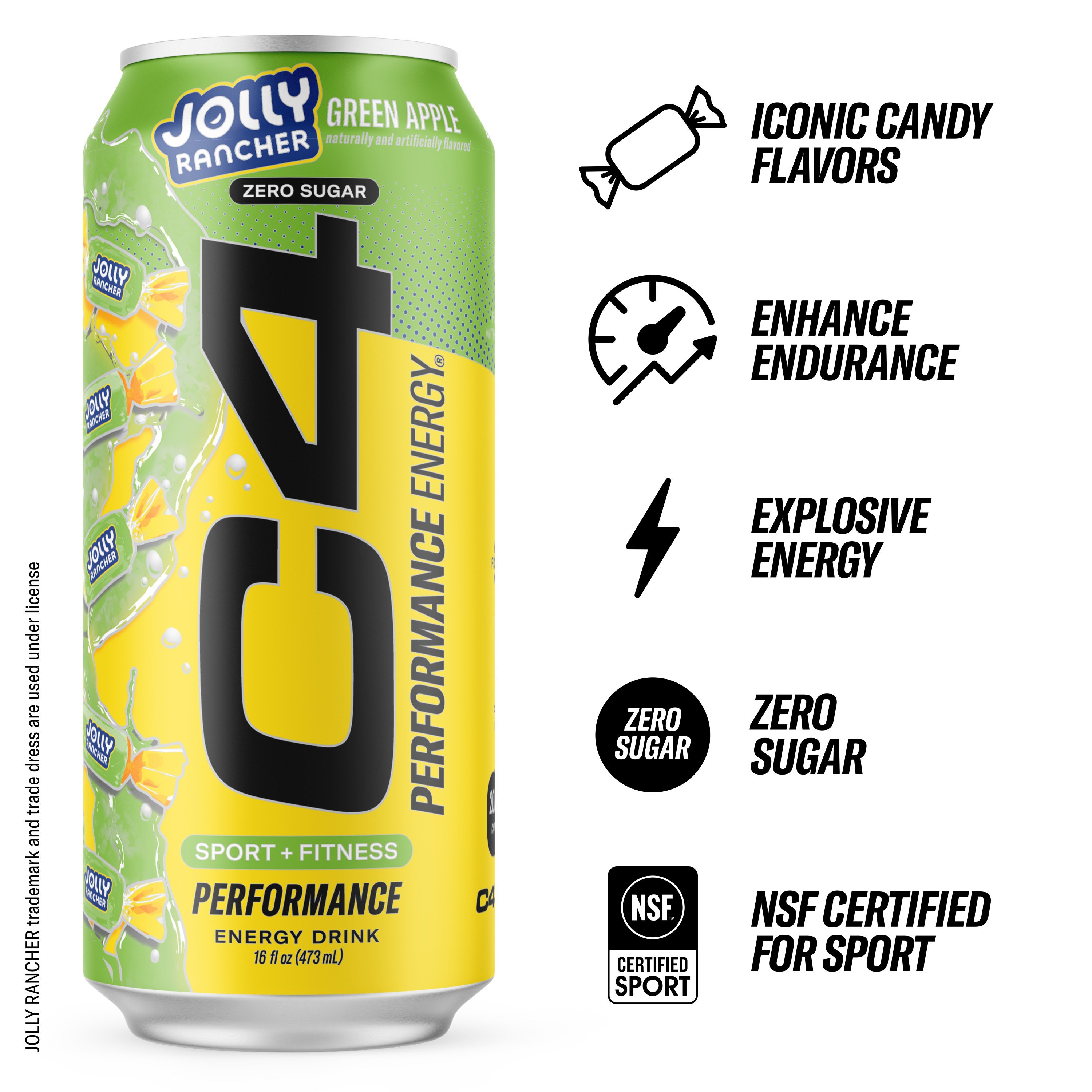 C4 Performance Zero Sugar Energy Drink - Jolly Rancher Green Apple