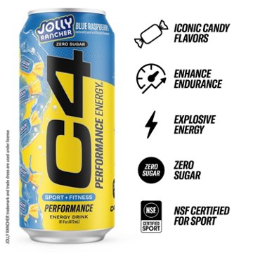 C4 Performance Zero Sugar Energy Drink - Jolly Rancher Blue Raspberry
