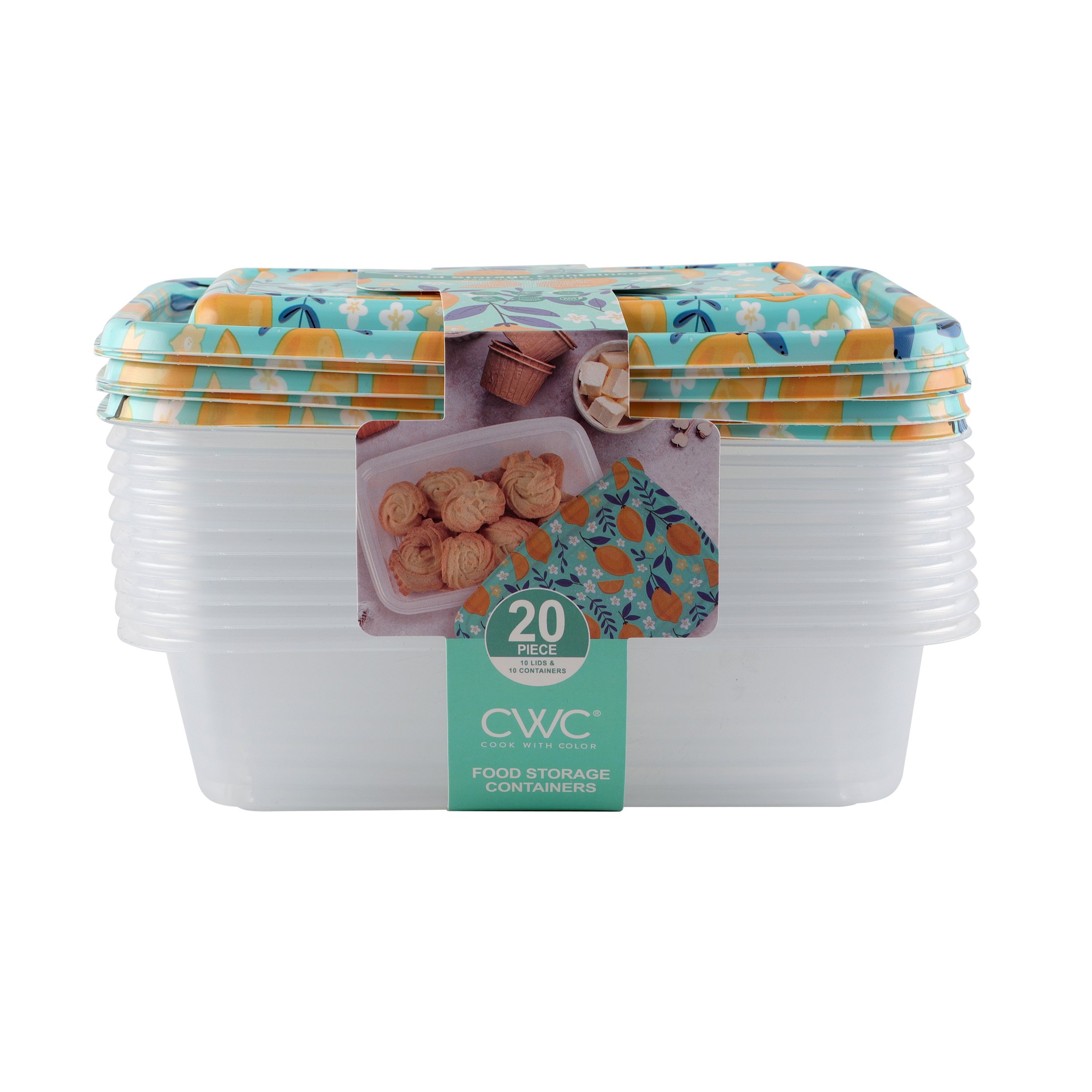 Cook With Color Citrus Rectangle Food Storage Containers & Lids, 10 pk ...
