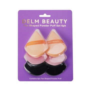 Delm Beauty Fan Shaped Powder Makeup Puffs, 6 ct