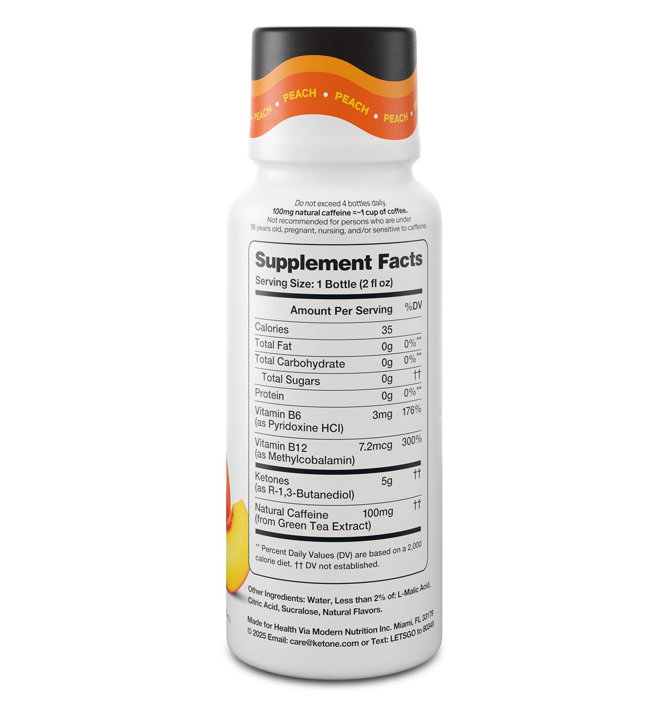 Ketone-IQ Zero Sugar Energy Shot - Caffeine Peach; image 2 of 3