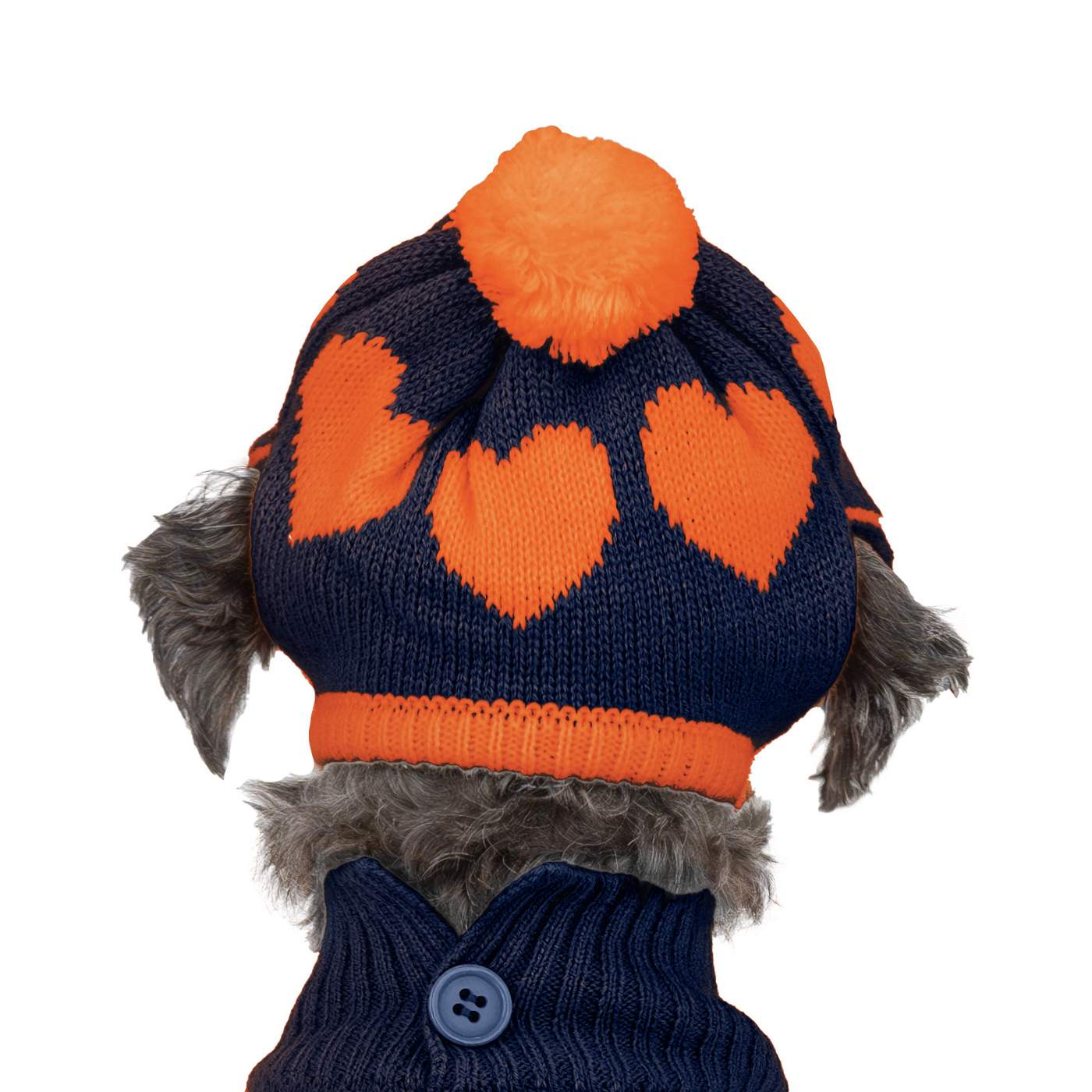 Simply Dog Blue Heart Pom Knit Hat XS/S; image 1 of 2