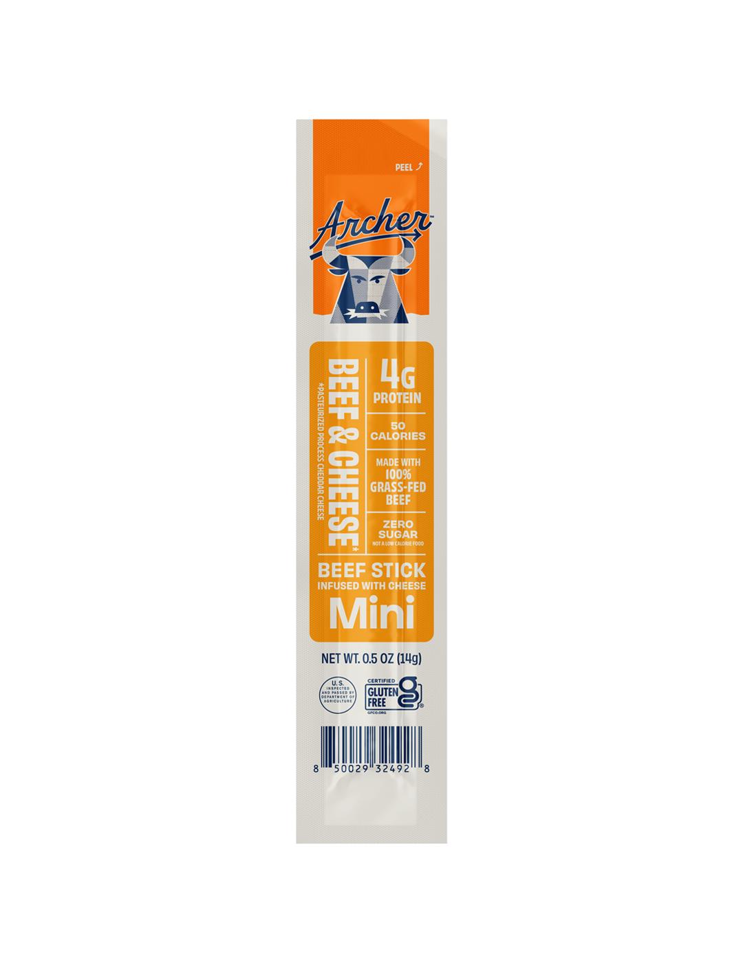 Archer Zero Sugar 4g Protein Grass-Fed Beef Mini Sticks - Beef & Cheese; image 2 of 3