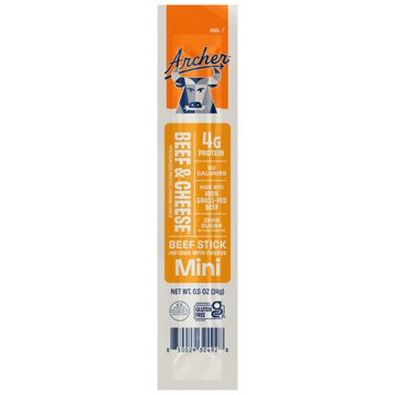 Archer Zero Sugar 4g Protein Grass-Fed Beef Mini Sticks - Beef & Cheese, 16 ct