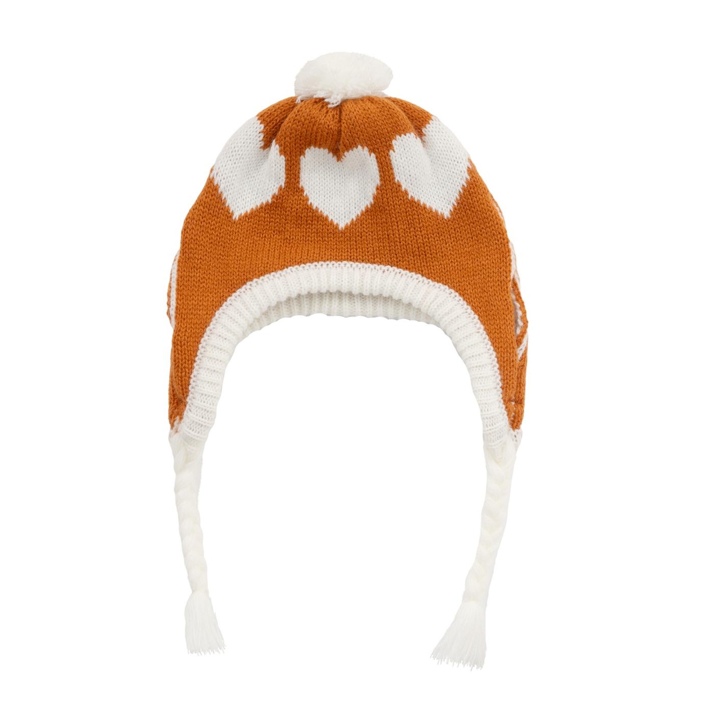 Simply Dog Orange Heart Pom Knit Hat XS/S; image 2 of 2